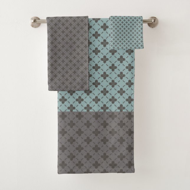 Rustic Bronze Flowers Pattern Bath Towel Set (Insitu)