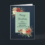 Rustic Brother & Sister in Law Merry Christmas Card<br><div class="desc">Merry Christmas for brother and sister in law card with rustic country design and winter foliage with poinsettias.</div>