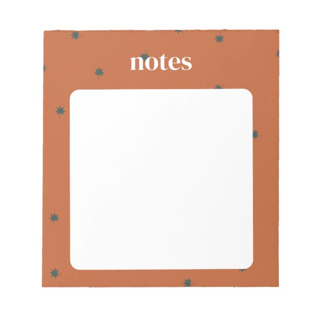 Rustic Brown and Green Maple Leaf Notepad (Front)
