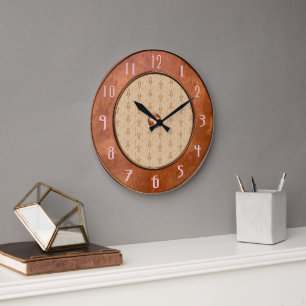 Rustic Brown Art Deco Style Clock