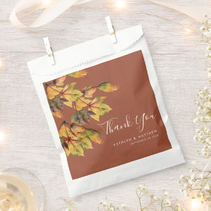 Rustic Brown Autumn Foliage Fall Wedding Favour Bag