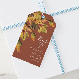 Rustic Brown Autumn Foliage Fall Wedding Thank You Gift Tags