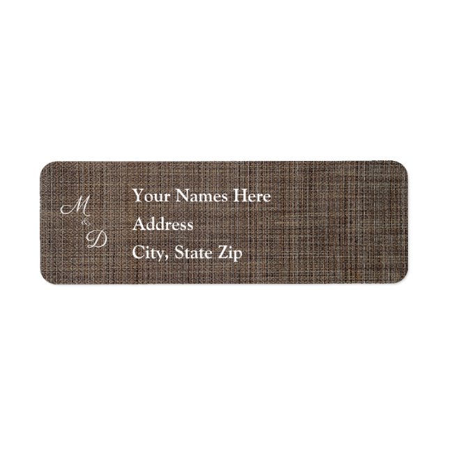 Rustic Brown Background Wedding Address Label (Front)