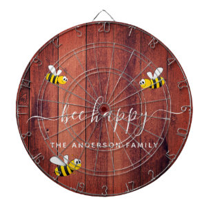Rustic brown barn wood bee happy bumble bees dartboard