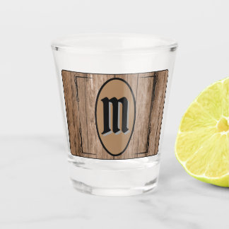 Rustic Brown Barnwood Custom Monogrammed Shot Glass