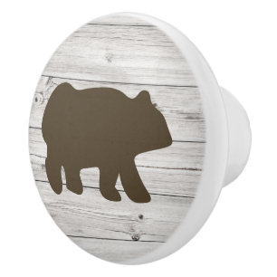 Rustic Brown Bear Cabin Log Home Ceramic Knob