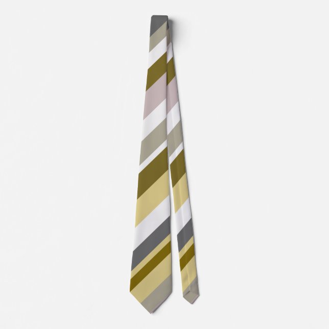 Rustic Brown, Beige and Grey Stripes Tie (Front)