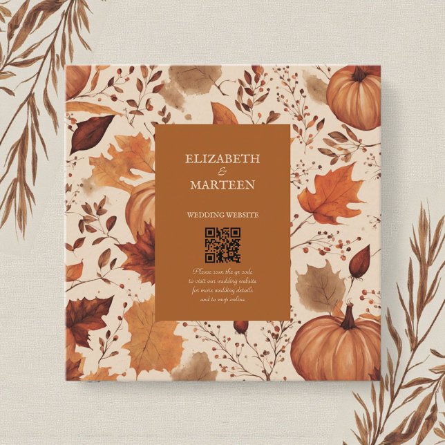 Rustic Brown Beige Burnt Orange Floral Autumn  Enclosure Card (Creator Uploaded)
