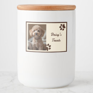 Rustic Brown Beige Photo Paws Dog Treats Food Label