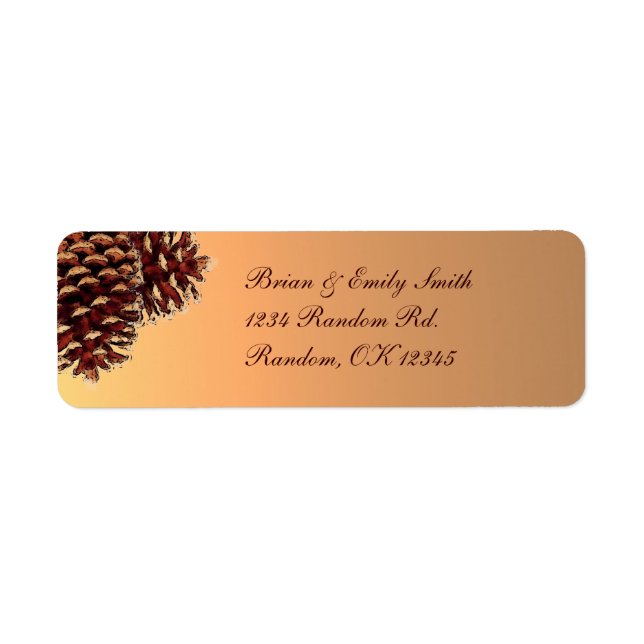 Rustic brown beige pine cone custom labels (Front)