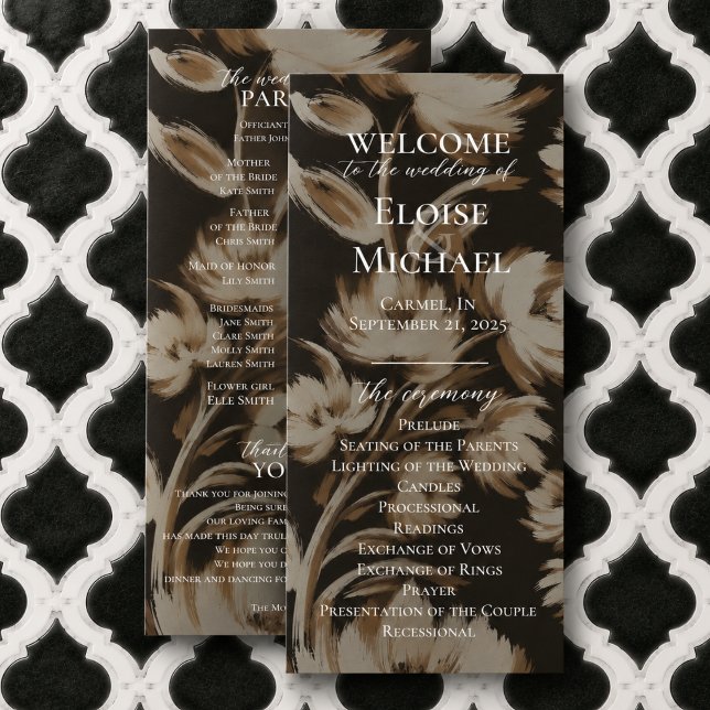 Rustic Brown Botanical Pattern Ceremony Program (Rustic Brown Botanical Pattern Ceremony Program)