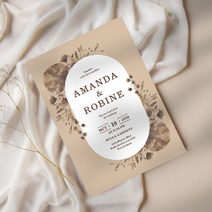 Rustic Brown Botanical Wedding Invitation