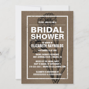 Rustic Brown Bridal Shower Invitations