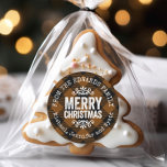Rustic Brown Buffalo Check Christmas Gift Tags<br><div class="desc">Affordable custom printed round sticker Christmas gift tags personalized with your family name or other text. This rustic modern holiday design features distressed MERRY CHRISTMAS lettering on a brown and black buffalo check plaid background. Use the design tools to choose any background colour and edit text fonts and colours to...</div>