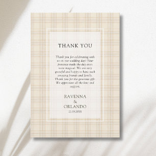 Rustic Brown Cappuccino Plaid Thank You Card