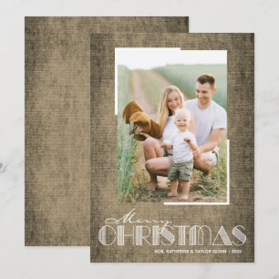 Rustic Brown Christmas Photo Holiday Card