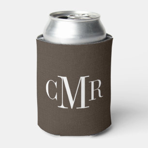 Rustic Brown Classic Monogram Can Cooler