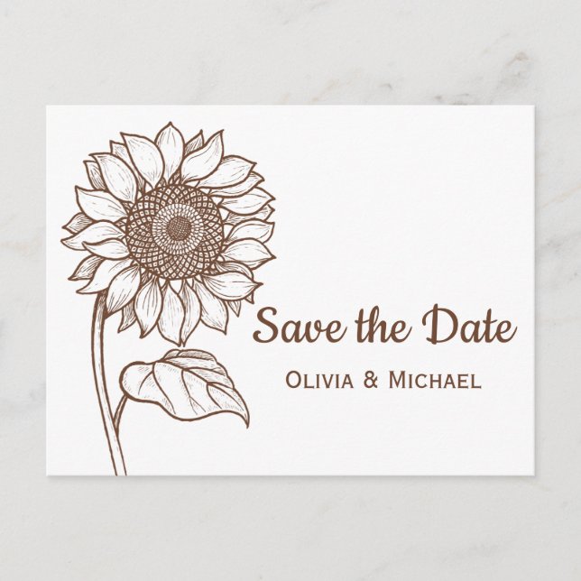 Rustic Brown Country Sunflower Engagement Floral Postcard (Front)