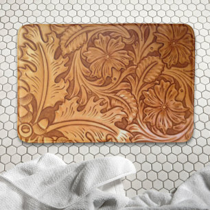 Rustic brown cowboy fashion western leather bath mat