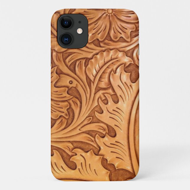 Rustic brown cowboy fashion western leather Case-Mate iPhone case (Back)