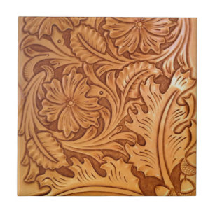 Rustic brown cowboy fashion western leather tile