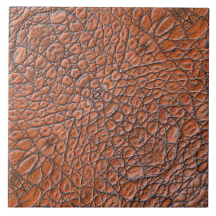 Rustic Brown Cowboy Western Country Leather Print Tile