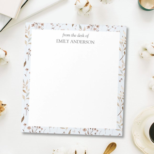 Rustic Brown Floral Botanical From The Desk of Notepad (In situ)