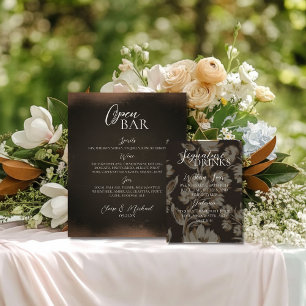 Rustic Brown Floral Signature Drink Wedding  Pedestal Sign