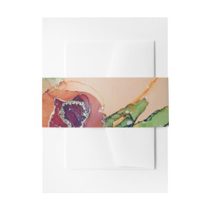 Rustic Brown Floral Wedding  Invitation Belly Band