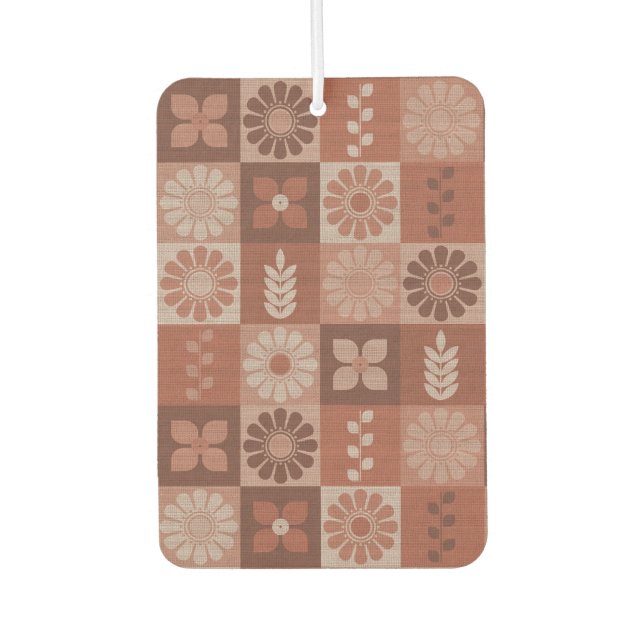 Rustic Brown Geometric Flower Burlap Air Freshener (Front)