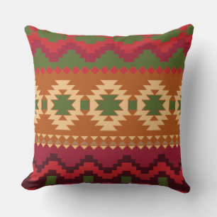 Rustic Brown Green Abstract Throw Pillows