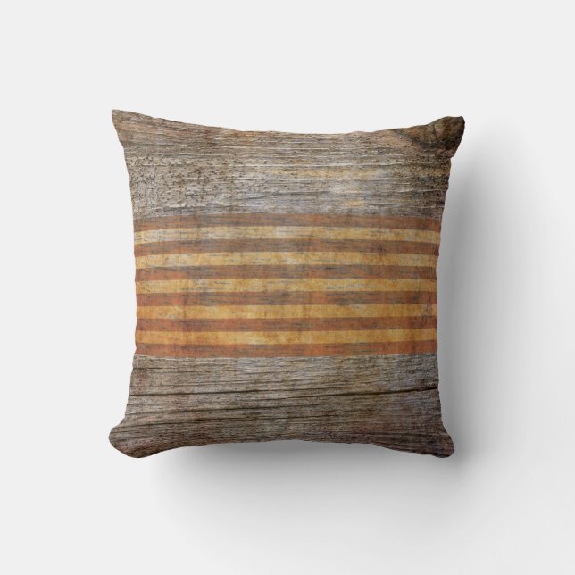 Rustic Brown Grey Barn House Woodgrain Throw Pillow (Front)