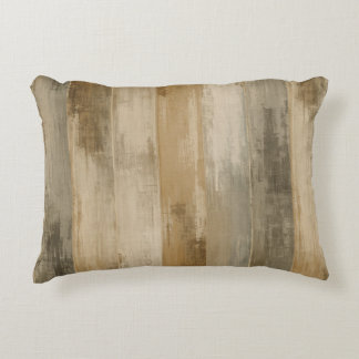 Rustic Brown Grey Beige Weathered Barnwood Stripe Accent Pillow