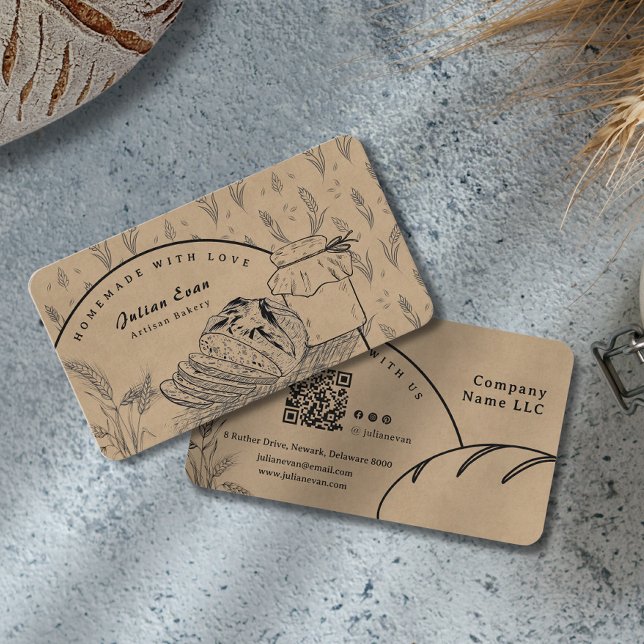 Rustic Brown Hand Sketch Sourdough Homemade Bread Business Card (Rustic Brown Hand Sketch Sourdough Homemade Bread Business Card)