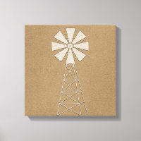 Rustic Brown Kraft Farm Windmill Country Modern