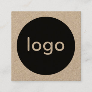Rustic brown kraft paper add your logo handmade square business card