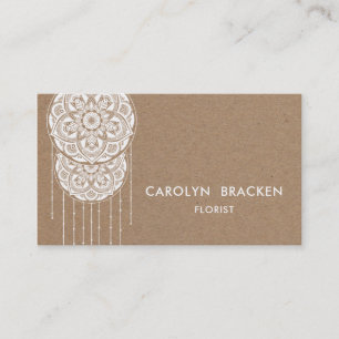 Rustic Brown Kraft Paper Mandala Dream Catcher Business Card