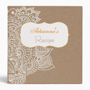 Rustic Brown Kraft Paper Paisley Recipe Binder
