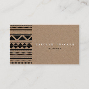 Rustic Brown Kraft Paper Tribal Aztec Pattern Business Card