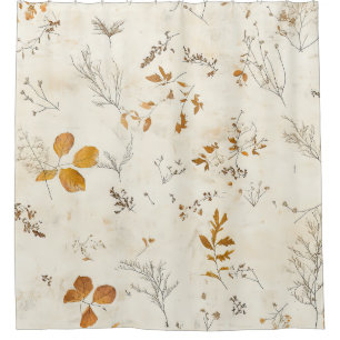 Rustic Brown Leaves Fall Foliage on Cream