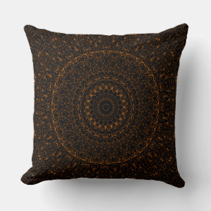 Rustic Brown Mandala with Western Charm Throw Pillow