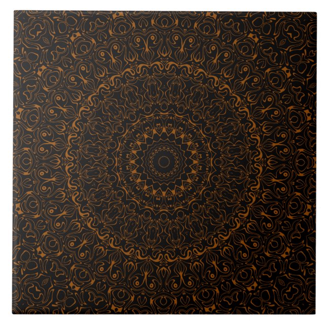 Rustic Brown Mandala with Western Charm Tile (Front)