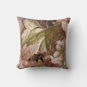 Rustic Brown "Metallic" Plant Throw Pillow