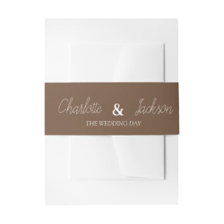 Rustic Brown Old Money Invitation Belly Band