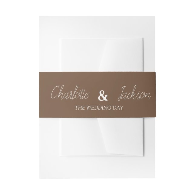 Rustic Brown Old Money Invitation Belly Band (Front Example)