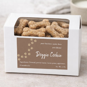Rustic brown paper dog paw path doggie cookie rect sticker