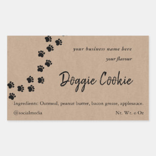 Rustic brown paper dog paw path doggie cookie sticker