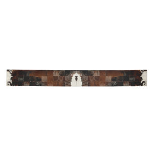 Rustic Brown Patchwork Cowhide Satin Ribbon