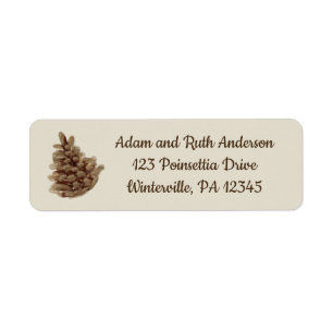 Rustic Brown Pinecone Christmas Return Address