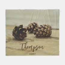 Rustic Brown Pinecones Autumn Photo Custom Name
